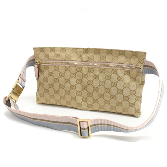 Gucci Waist Bag Body Canvas Leather Beige Pink - Picture 7 of 9